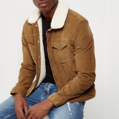 Brown borg lined corduroy jacket
